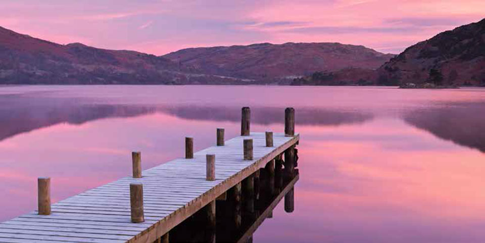 Cuadro canvas wooden jetty lake distict