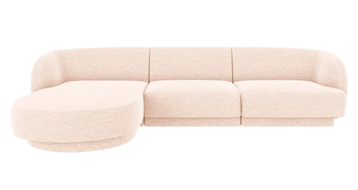 Sofá con chaise longue chenilla beige claro Miley