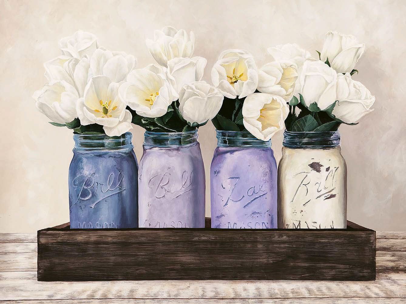 Cuadro canvas tulips in mason jars