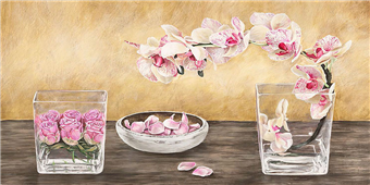 Cuadro canvas flores orchids and roses