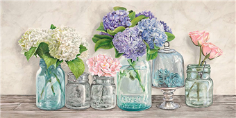 Cuadro canvas flores flowers in mason jars