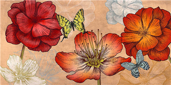 Cuadro canvas flores flowers and butterflies