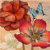 Cuadro canvas flores flowers and butterflies