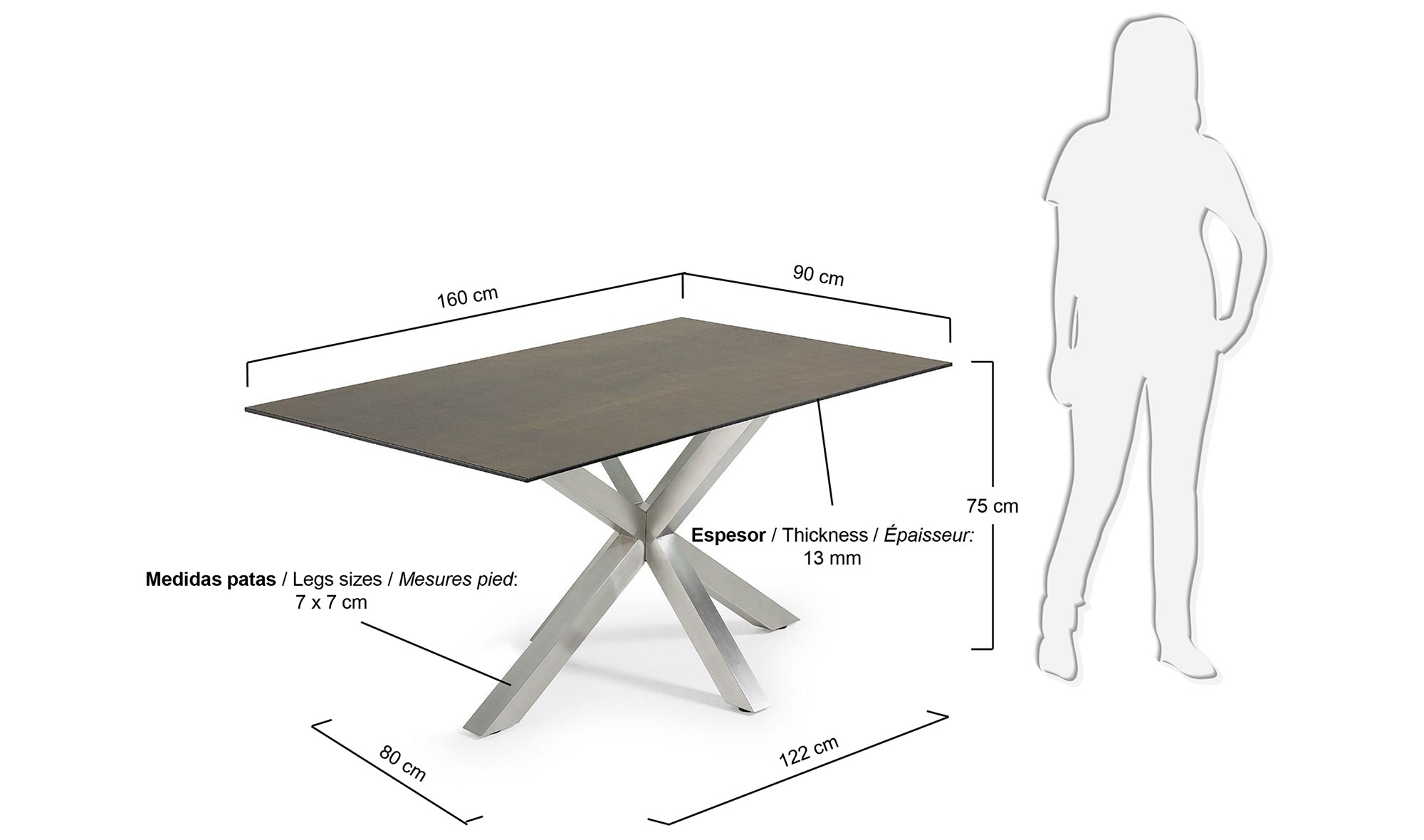 Mesa de comedor iron moss y acero Yara