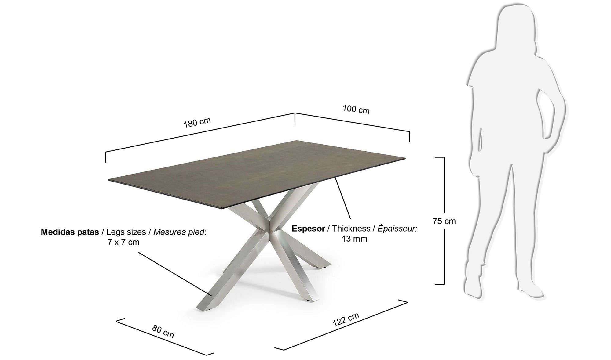 Mesa de comedor iron moss y acero Yara