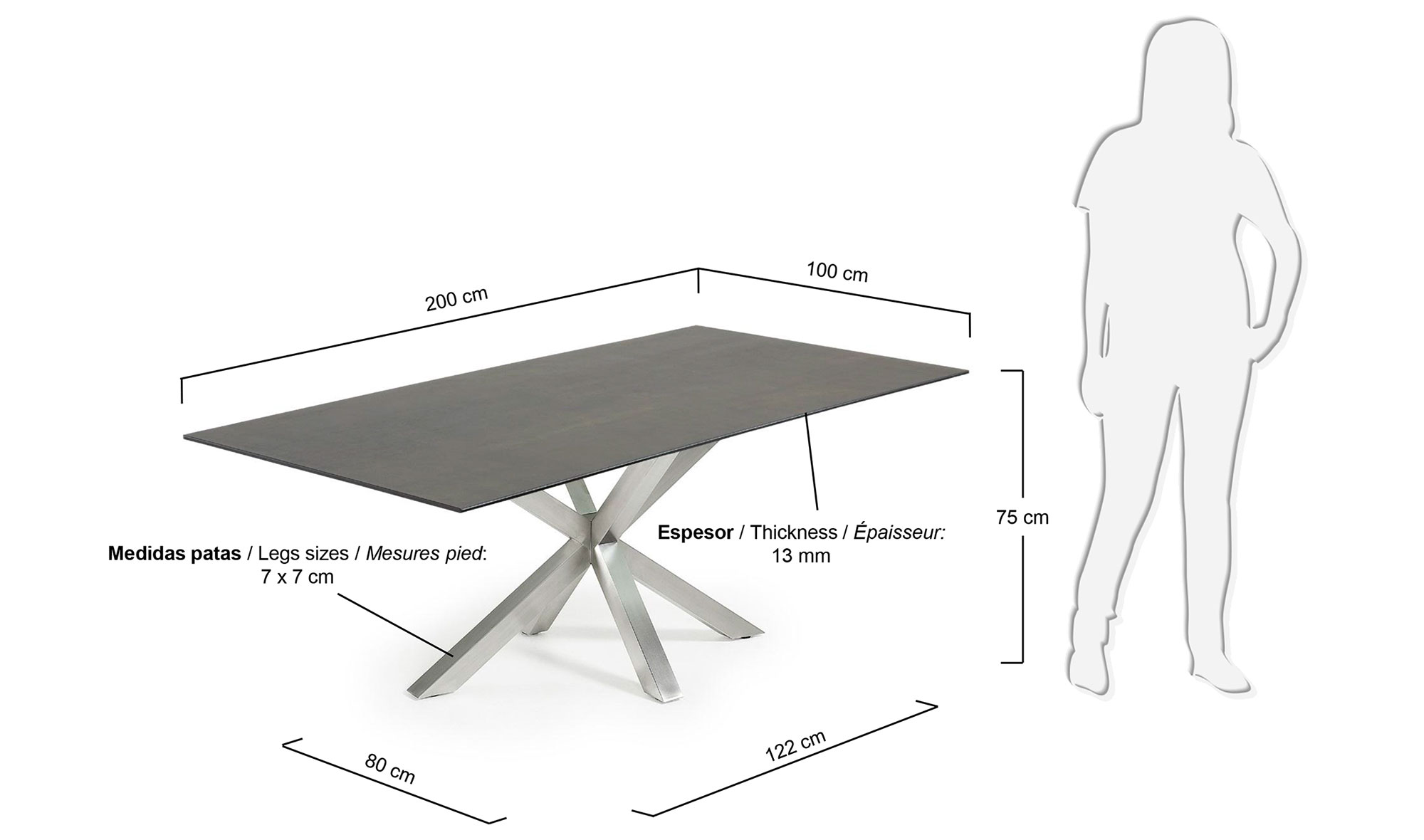 Mesa de comedor iron moss y acero Yara