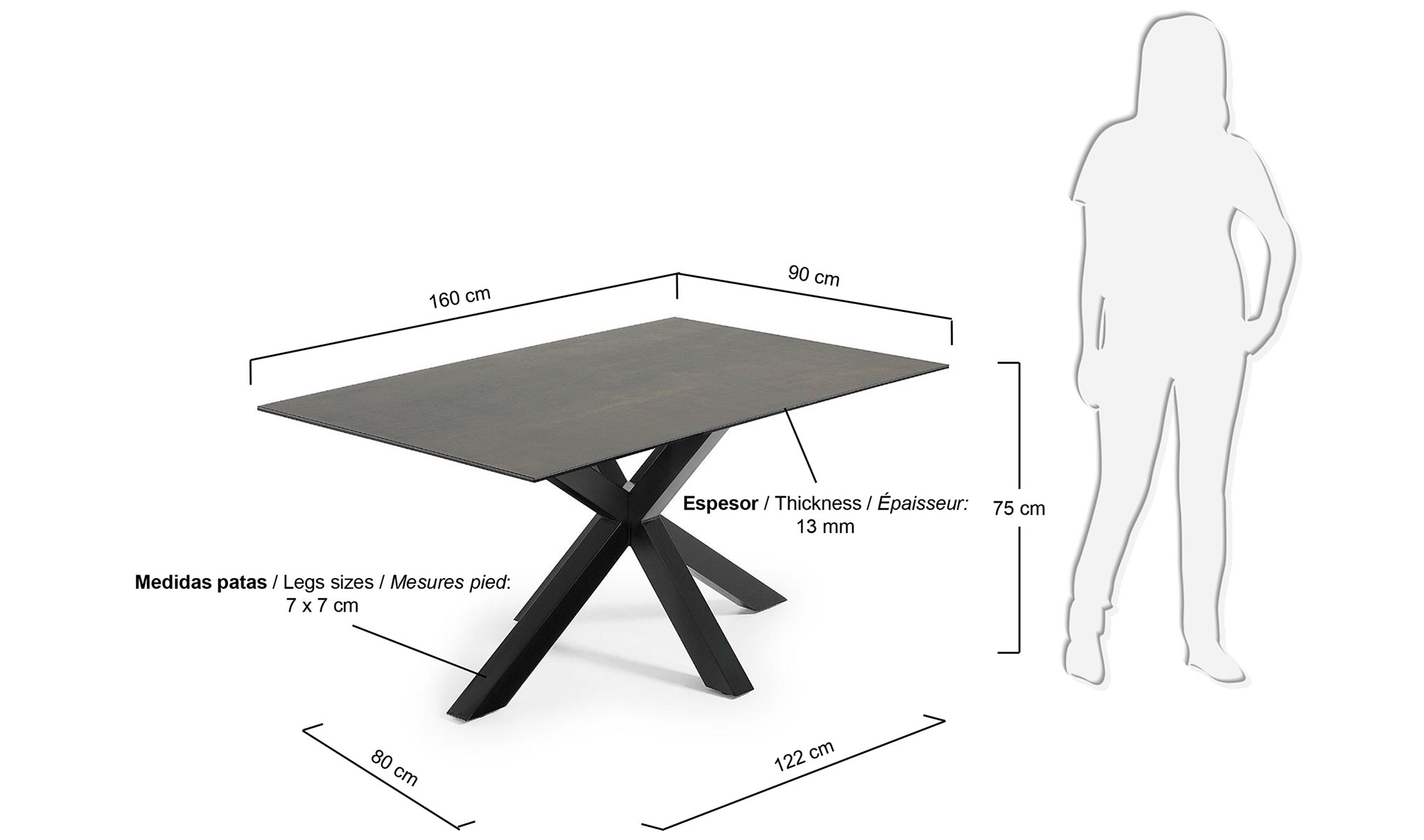 Mesa de comedor iron moss y negro Yara