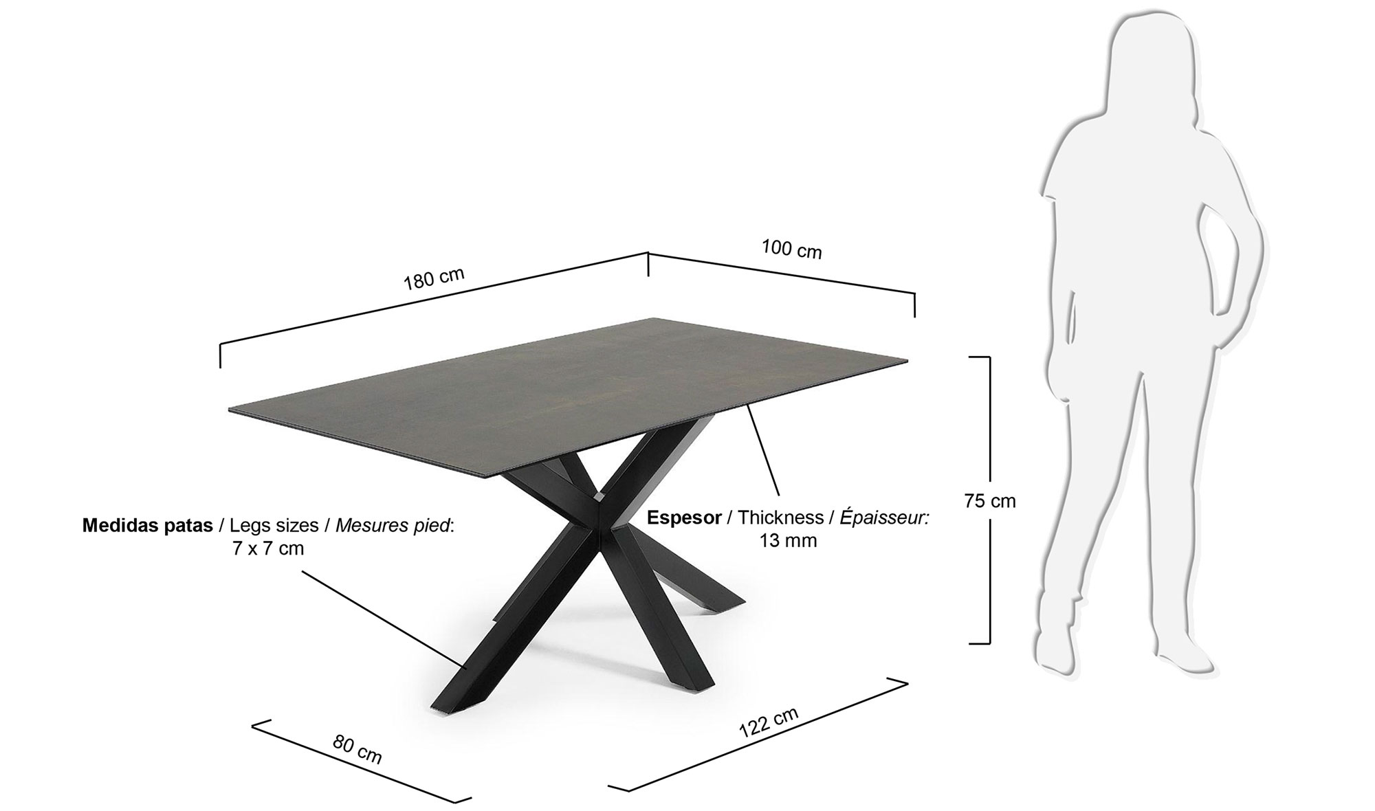 Mesa de comedor iron moss y negro Yara