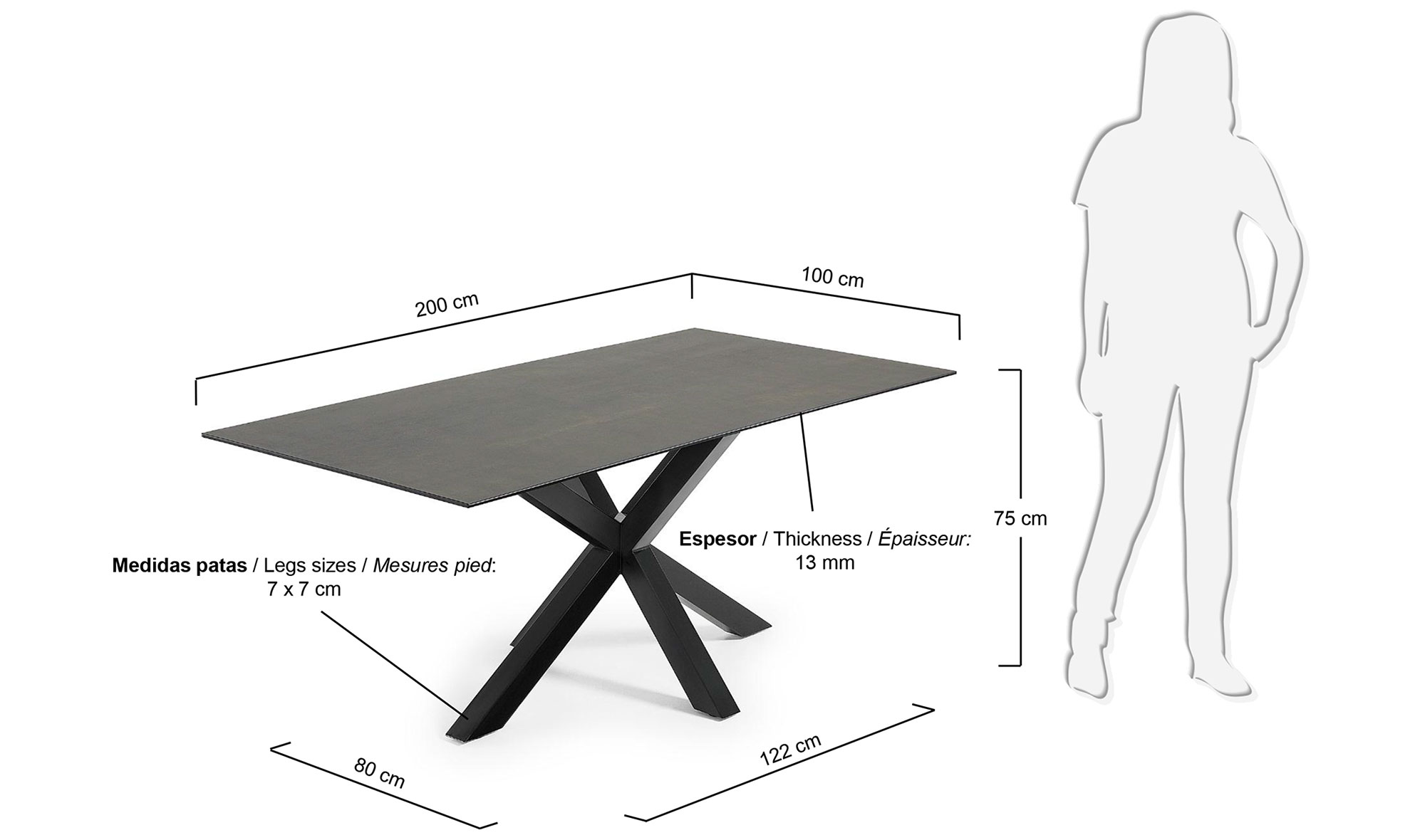 Mesa de comedor iron moss y negro Yara