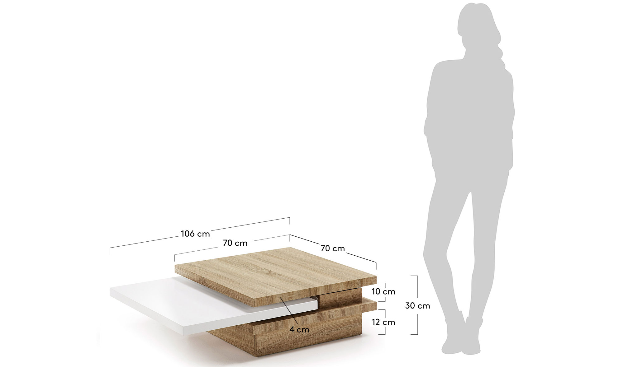 Mesa de centro de diseño transformable Meety