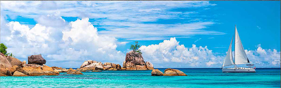 Cuadro canvas sailboat at la digue seychelles