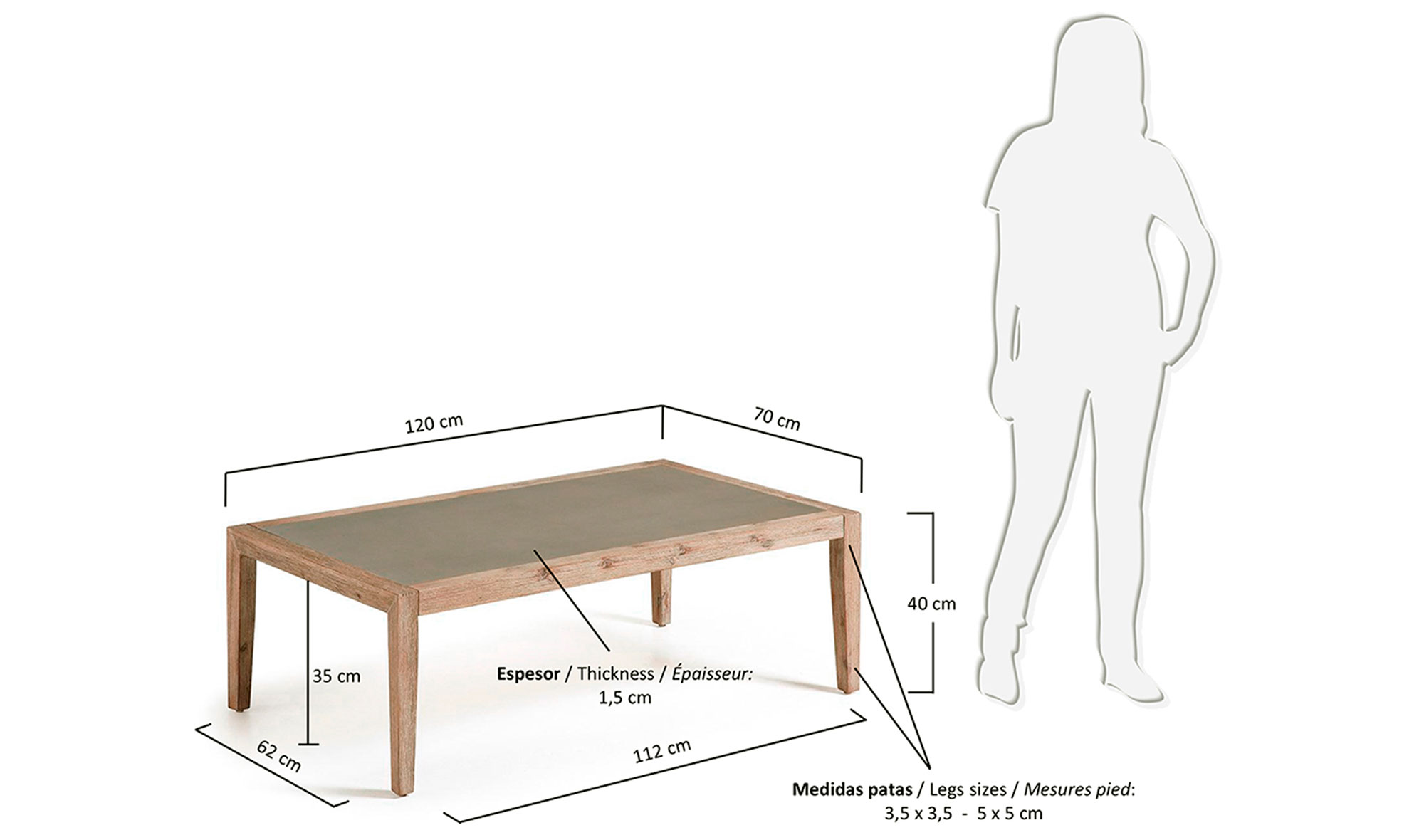 Mesa de centro de jardín Benolla