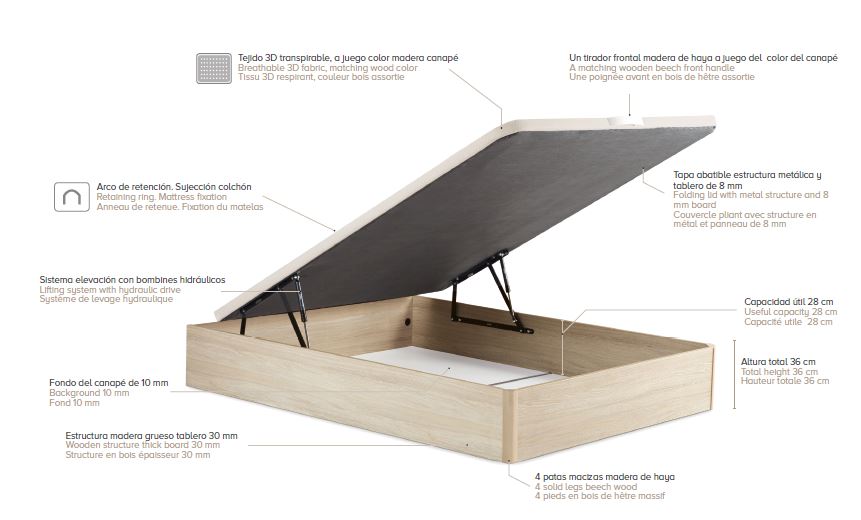 Canapé elevable madera modelo 400