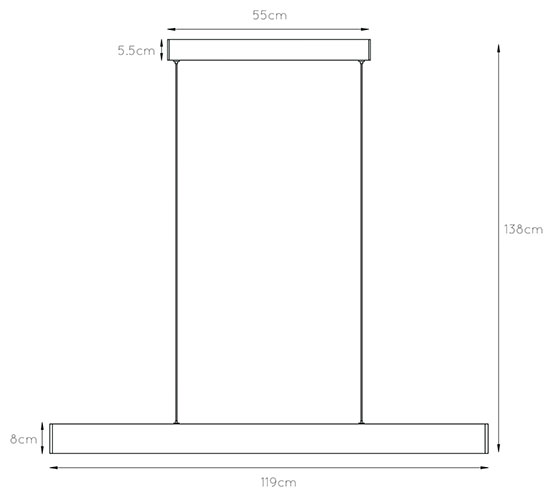 Lámpara de techo tira vertical negra Led