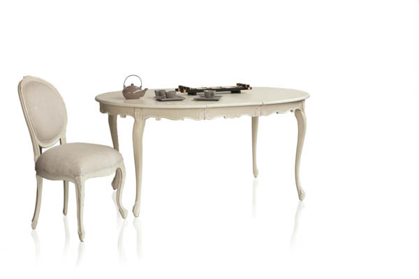 Mesa de Comedor vintage Guzet La rochelle  redonda Extensible 120/160 cms.