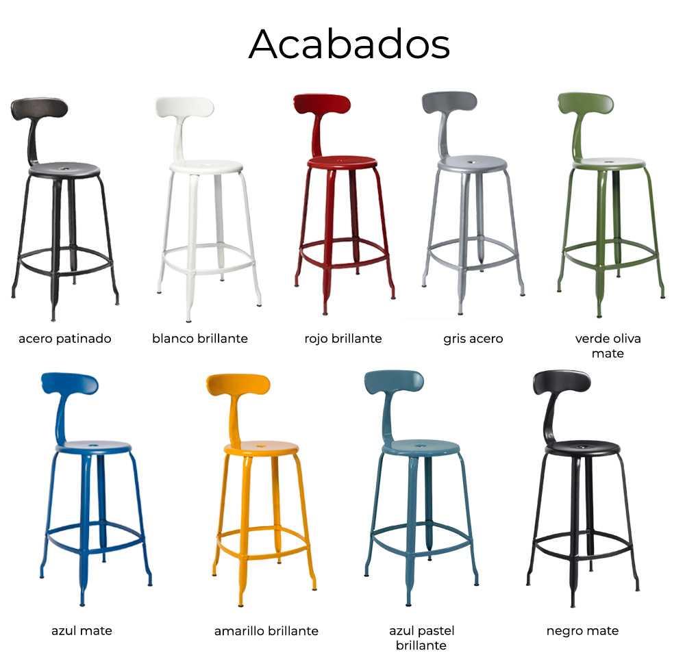 Taburete con asiento de cuero respaldo 80 Aretta