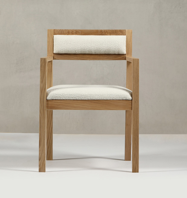 Silla de roble maciza tapizada Ivy