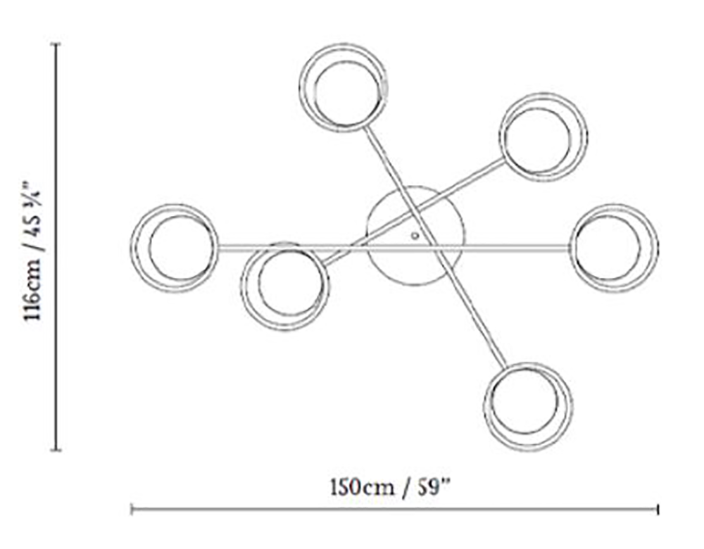 Lámpara de techo seis aros Ring