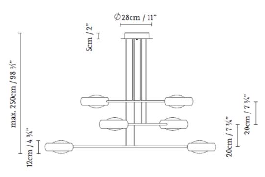 Lámpara de techo seis aros Ring