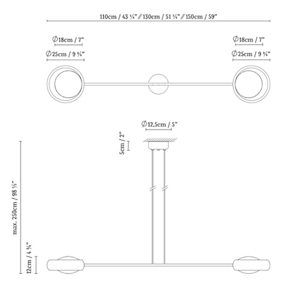 Lámpara de techo dos aros Ring