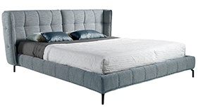 Cama capiton tela azul y blanco Gian