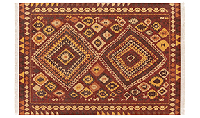 Alfombra kilim tonos rojo y naranja