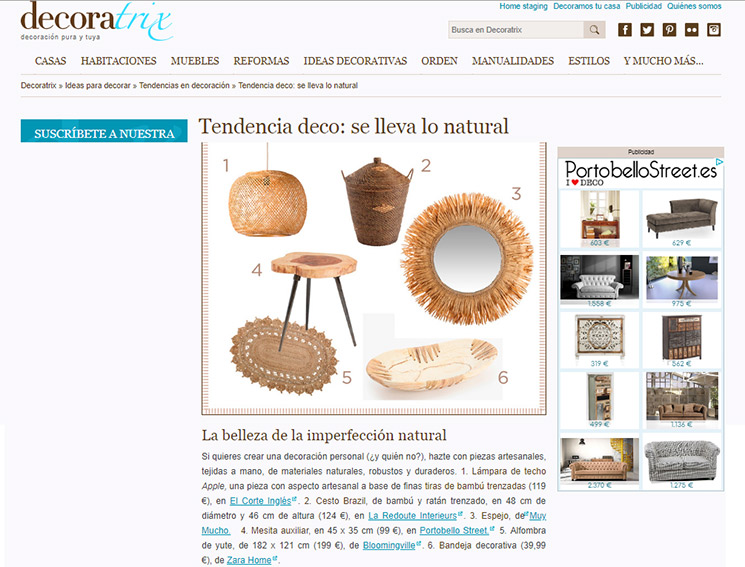 Tendencia deco: se lleva lo natural