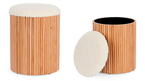 Set 2 pouf contenedor natural y blanco Neda