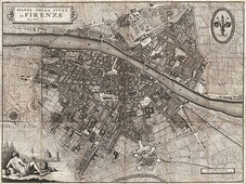 Cuadro canvas mapa de florencia italia 1847