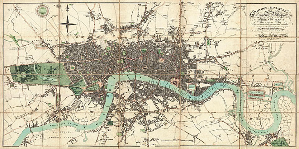 Cuadro canvas mapa de londres 1806