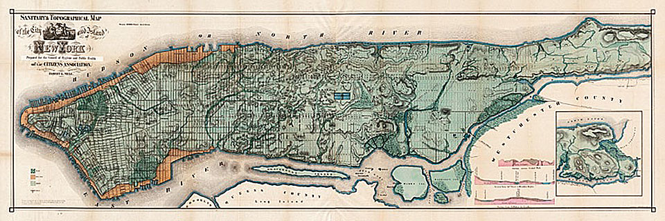 Cuadro canvas mapa de manhattan new york 1865