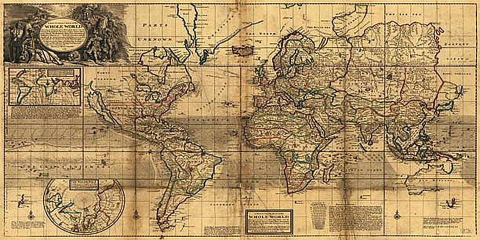 Cuadro canvas mapa mundi 1719