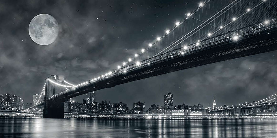 Cuadro canvas brooklyn bridge at night new york