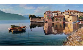 Cuadro canvas paese sul lago