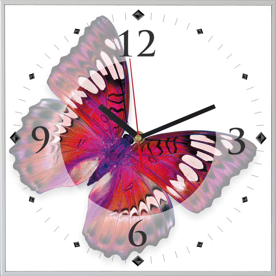 Reloj cuadrado mariposa II