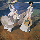 Cuadro canvas sorolla paseando por la orilla del m