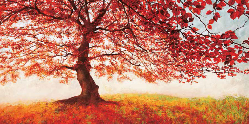 Cuadro canvas red leaves