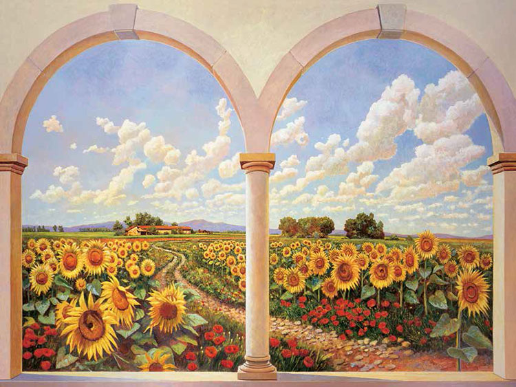 Cuadro canvas strada dei girasoli