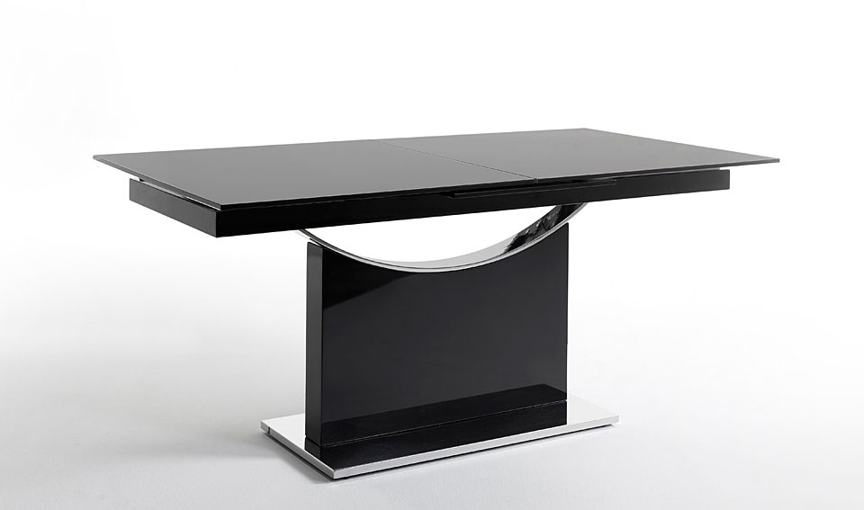 Mesa de comedor extensible negra cristal