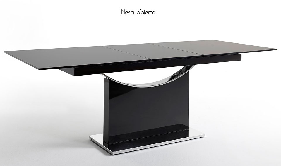 Mesa de comedor extensible negra cristal