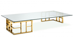 Mesa de centro rectangular cristal Ramage dorada