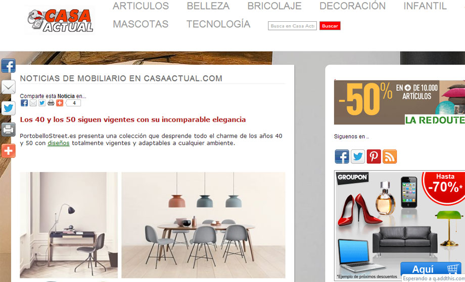 Los 40 y 50 siguen vigentes con Portobello en casaactual.com