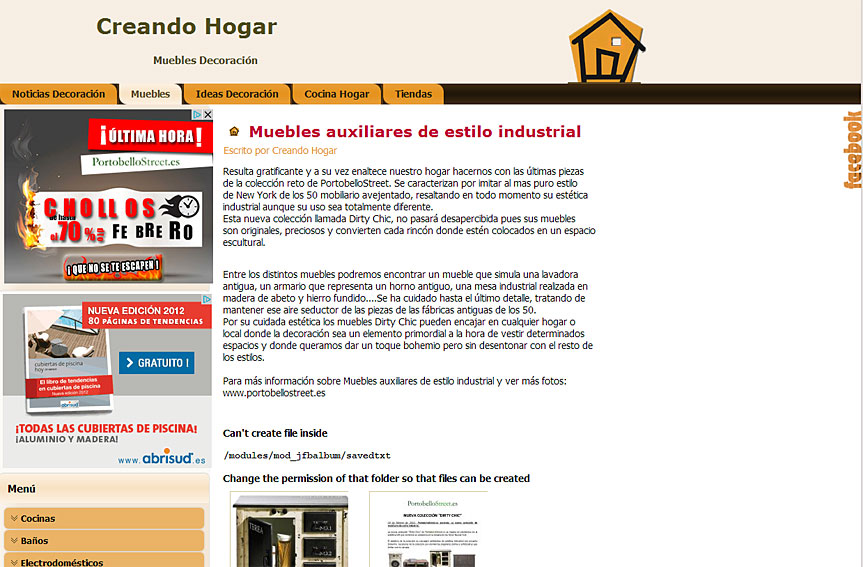 Muebles auxiliares de estilo industrial en Creando Hogar