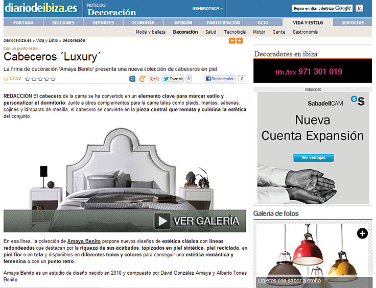 Cabeceros Luxury en diariodeibiza.es