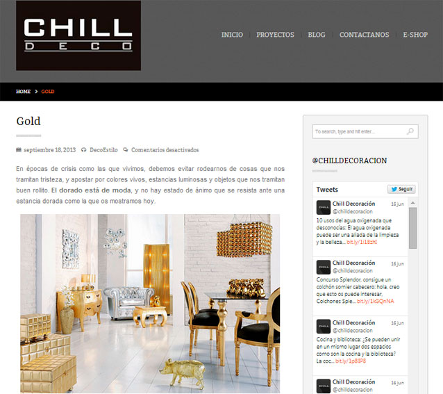 Gold con Portobello en chilldeco.com