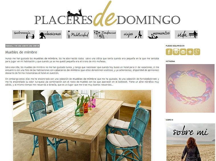 Muebles de mimbre con Portobello en placeresdedomingo.blogspot.com.es