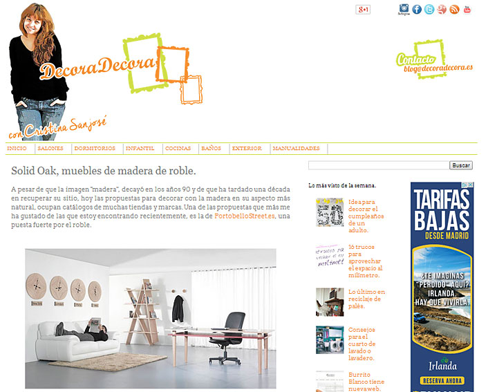 Muebles de madera de roble con Portobello en decoradecora.blogspot.com.es