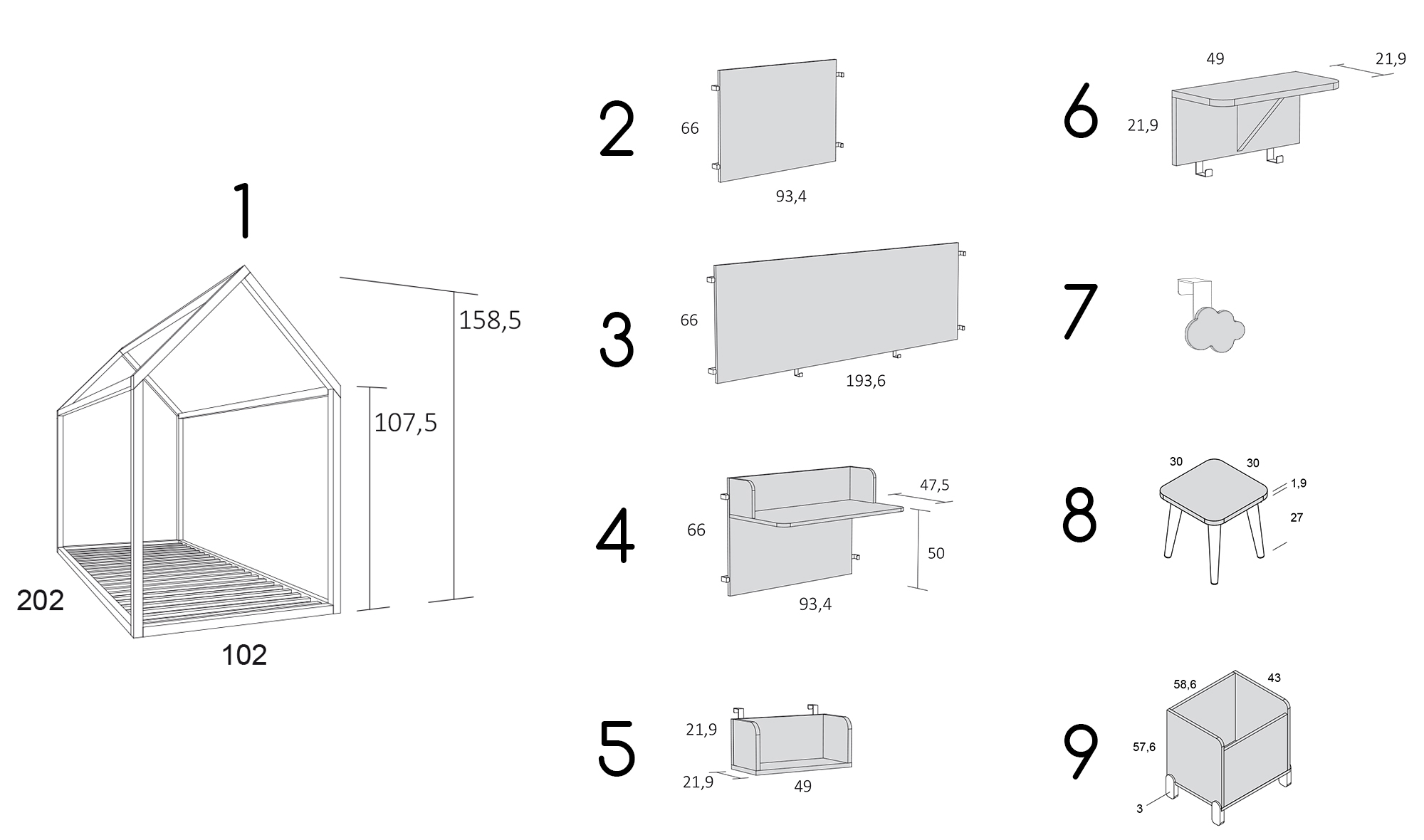 Cama casita Montessori Tavor