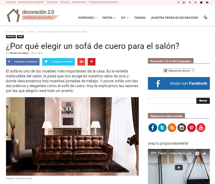 ¿Por qué elegir un sofá de cuero para el salón? con Portobello