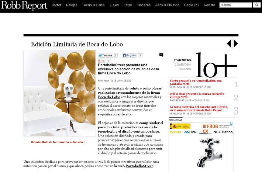 Boca do Lobo con Portobello en robbreport.es